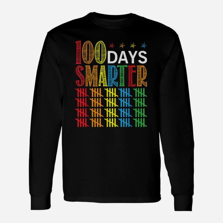 100 Days Smarter Happy 100th Day Of School Student Teacher Long Sleeve T-Shirt
