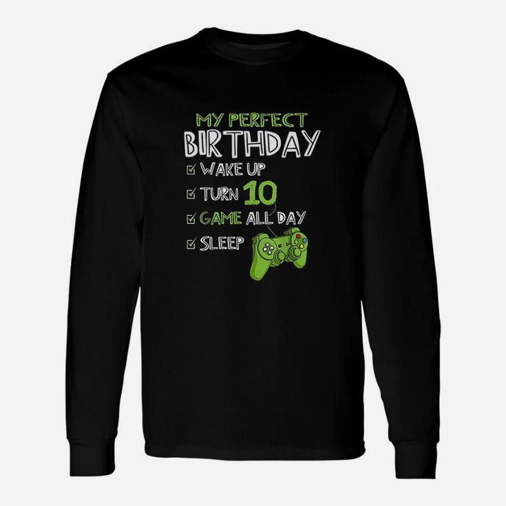 10Th Birthday Gaming 10 Years Old Perfect Gamer Unisex Long Sleeve