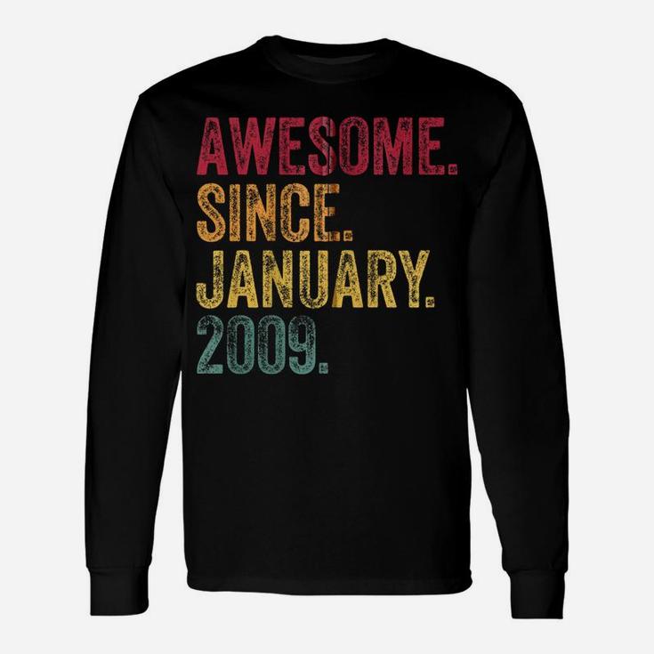 11Th Birthday Gift Awesome Since January 2009 11 Years Old Zip Hoodie Unisex Long Sleeve