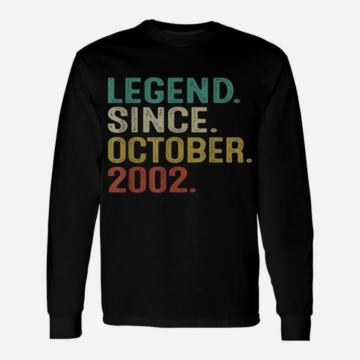 19 Years Old Vintage Legend Since October 2002 19Th Birthday Unisex Long Sleeve