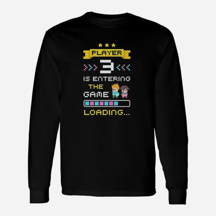 1St Time Dad Mom Gamer Announcement Player 3 Unisex Long Sleeve
