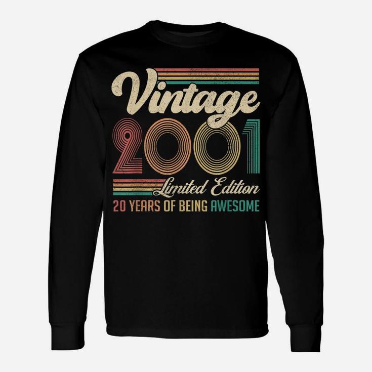20 Years Old 20Th Birthday Gift Born In 2001 Gifts Men Women Unisex Long Sleeve