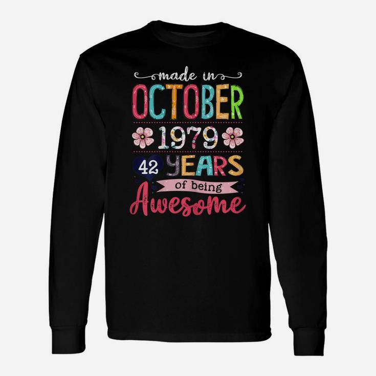 42 Years Old Floral Awesome Since October 1979 42Nd Birthday Unisex Long Sleeve