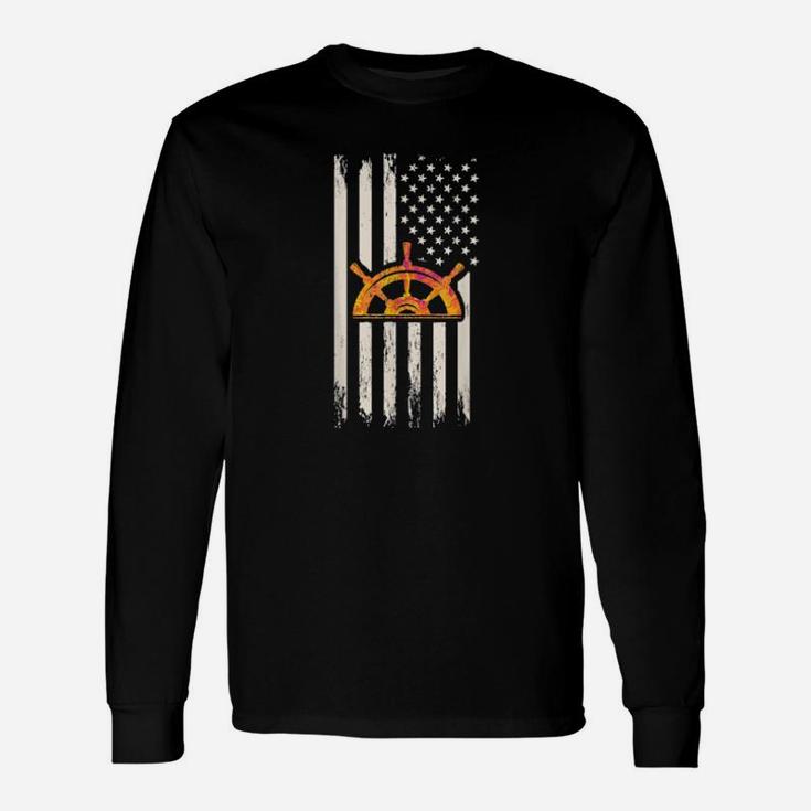 4Th Of July American Flag Patriotic Boating For Boaters Long Sleeve T-Shirt