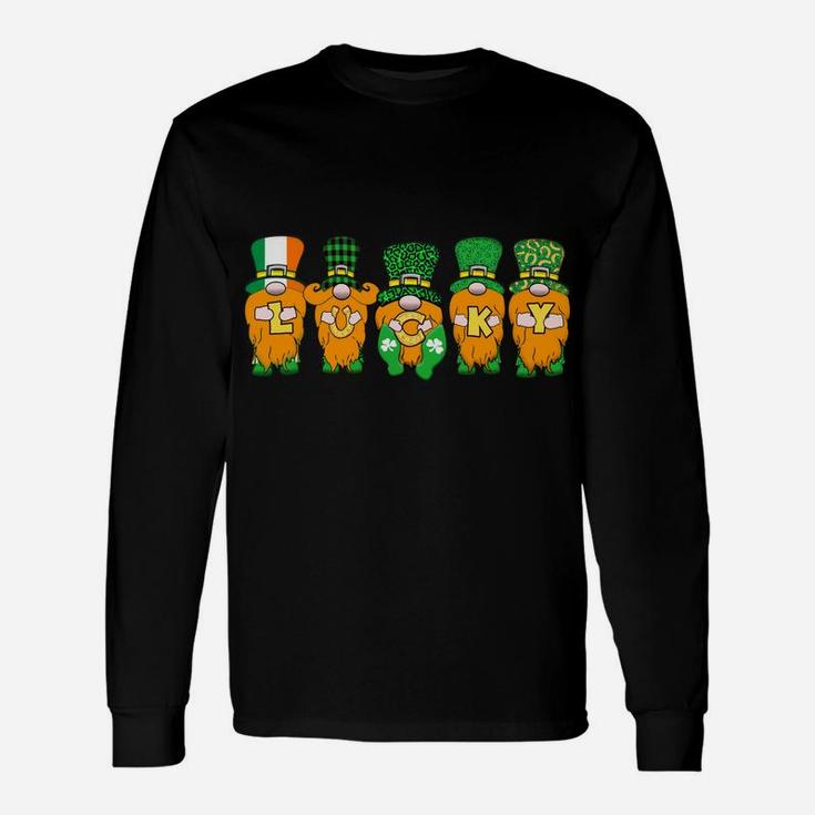 5 Cute Irish Gnomes Leprechauns Lucky Green Shamrocks Sweatshirt Unisex Long Sleeve
