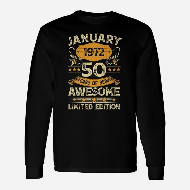 50 Year Old Gift Vintage January 1972 50Th Birthday Gift Unisex Long Sleeve
