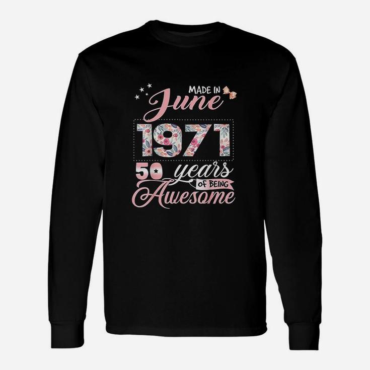 50Th Birthday Floral Gift For Born In June Unisex Long Sleeve
