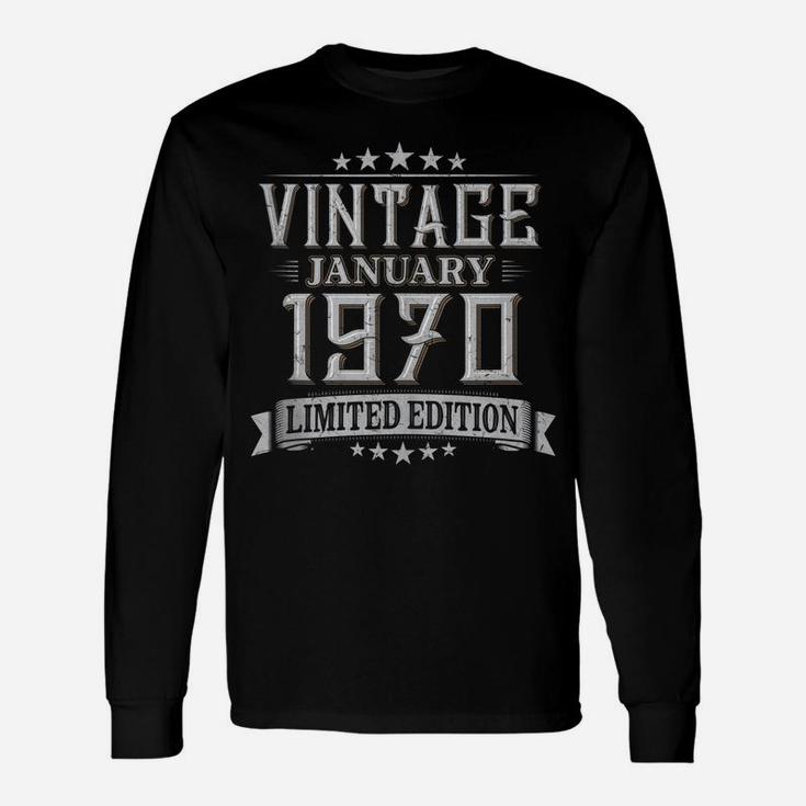 50Th Birthday Gift Vintage January 1970 50 Years Old Unisex Long Sleeve