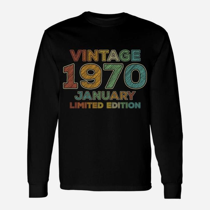 50Th Birthday Gift Vintage January 1970 Fifty Years Old Unisex Long Sleeve
