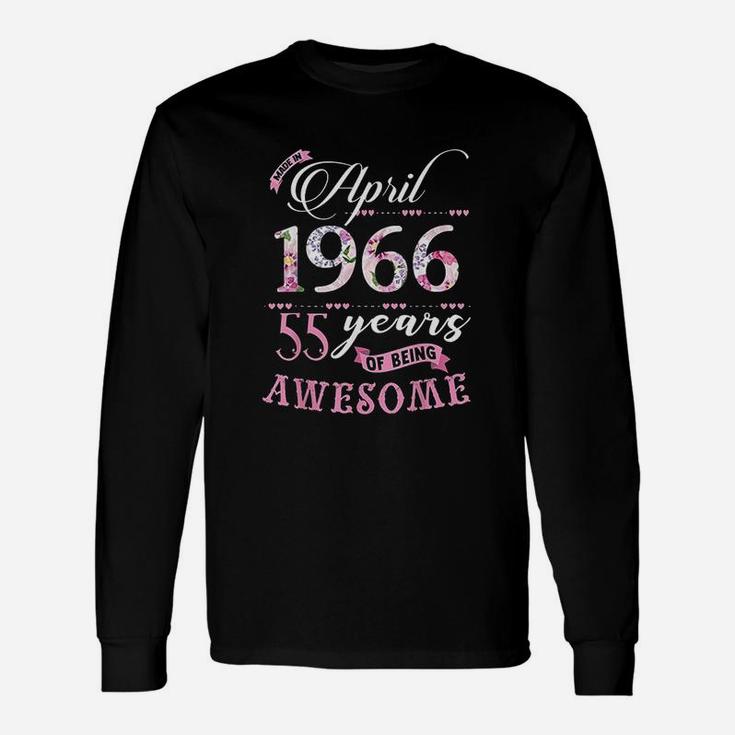 55Th Birthday Floral Born In April 1966 Unisex Long Sleeve