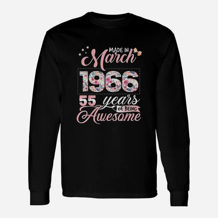 55Th Birthday Floral Gift Born In March 1966 Unisex Long Sleeve