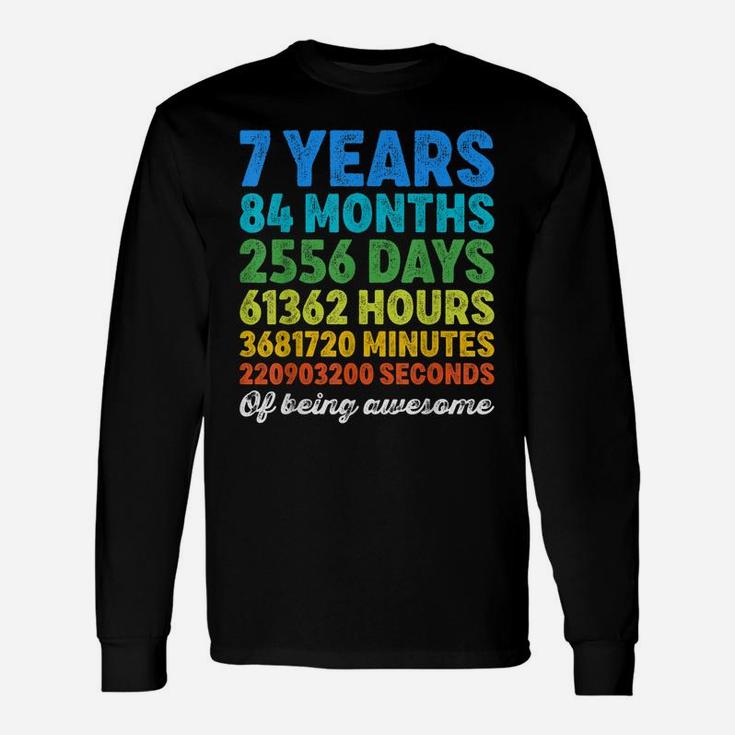 7 Years Old 7Th Birthday Shirt Vintage Retro Countdown Unisex Long Sleeve