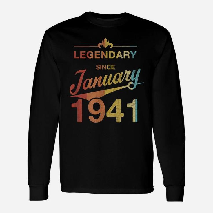 80 Year Old Gift 80Th Birthday Vintage Born In January 1941 Unisex Long Sleeve