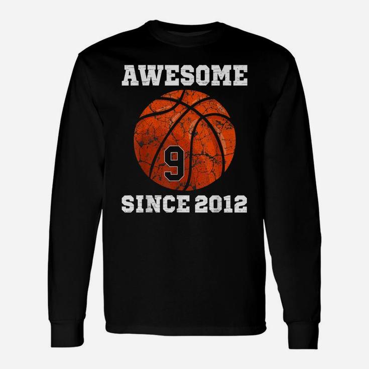 9Th Birthday Basketball Lover Gift 9 Years Old Vintage Retro Unisex Long Sleeve