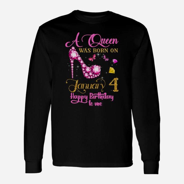 A Queen Was Born On January 4, 4Th January Birthday Gift V Sweatshirt Unisex Long Sleeve