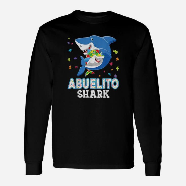 Abuelito Shark Autism Awareness Rainbow Puzzle Matching Do Long Sleeve T-Shirt