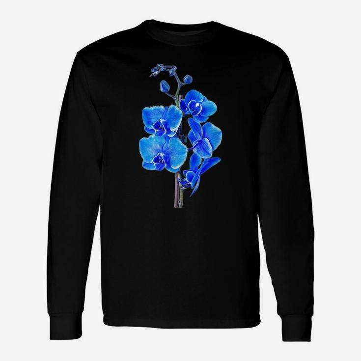 Aesthetic Blue Orchid Flower Shirt Floral Lover Gift Shirt Unisex Long Sleeve