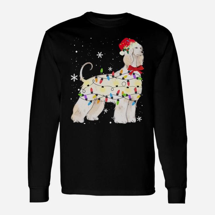 Afghan Hound Dog Christmas Light Xmas Mom Dad Gifts Sweatshirt Unisex Long Sleeve
