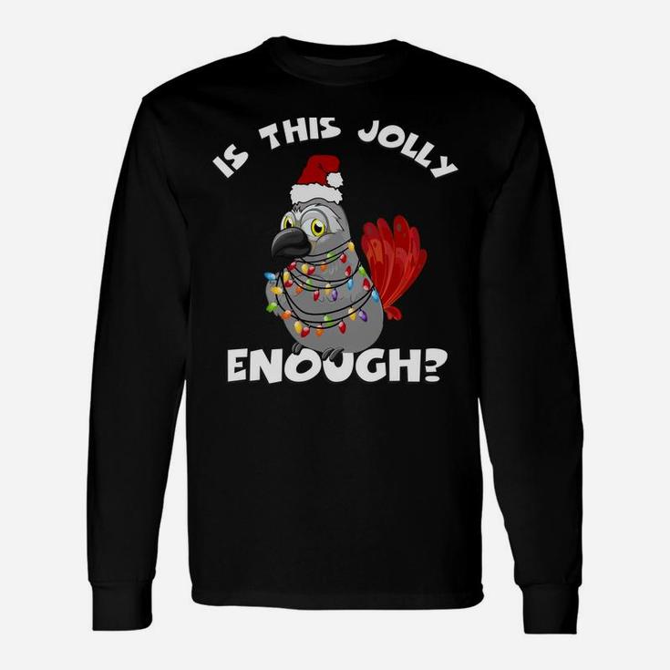 African Grey Parrot Jolly Santa With Lights Unisex Long Sleeve