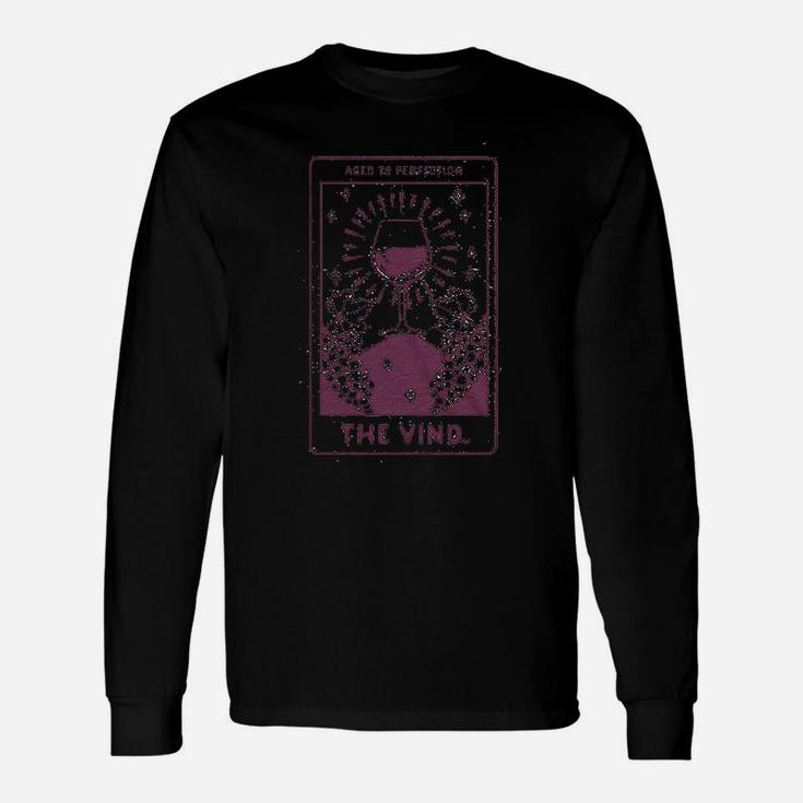 Aged To Perfection The Vino Funny Wine Drinker Tarot Card Unisex Long Sleeve