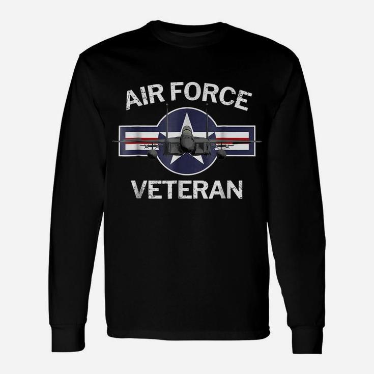 Air Force Veteran With Vintage Roundel And F15 Jet Unisex Long Sleeve