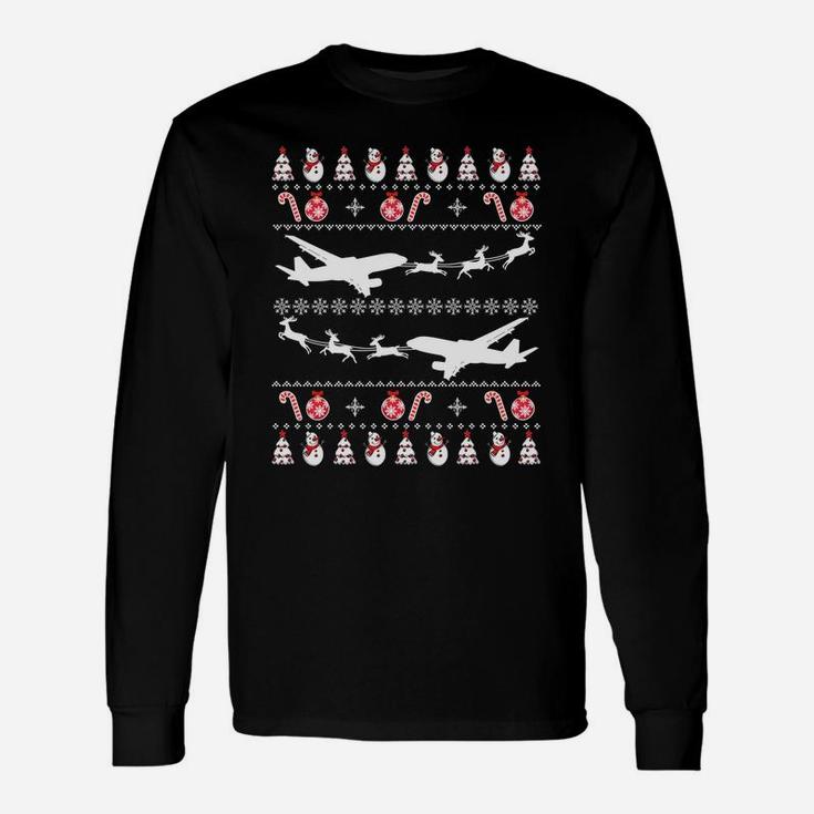 Airplanes Ugly Christmas Sweatshirt Xmas Costume Unisex Long Sleeve