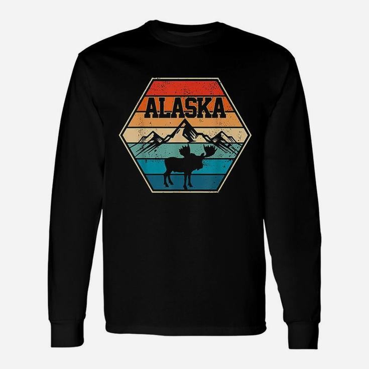 Alaska Usa Mountain Hiking Vintage Retro Gift Unisex Long Sleeve