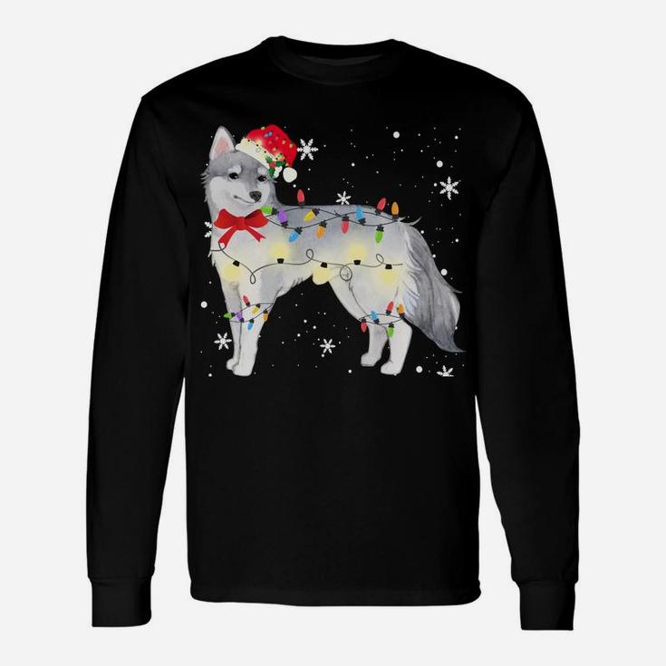Alaskan Klee Kai Dog Christmas Light Xmas Mom Dad Gifts Sweatshirt Unisex Long Sleeve
