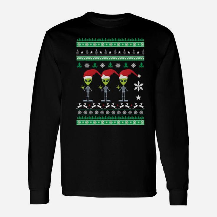 Alien With Santa Hat Ugly Long Sleeve T-Shirt