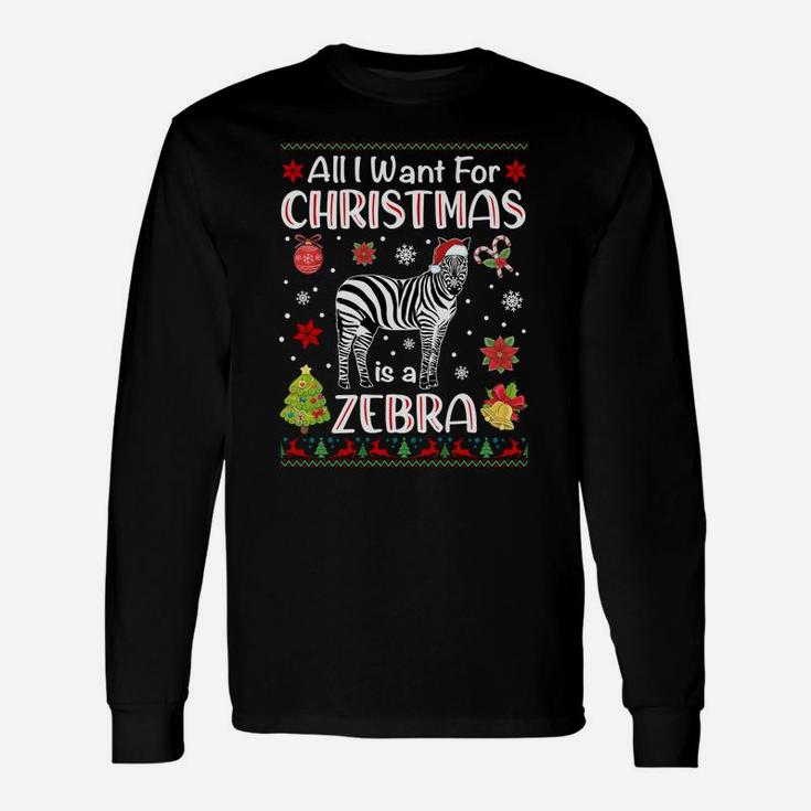 All I Want Is A Zebra For Christmas Ugly Xmas Pajamas Sweatshirt Unisex Long Sleeve