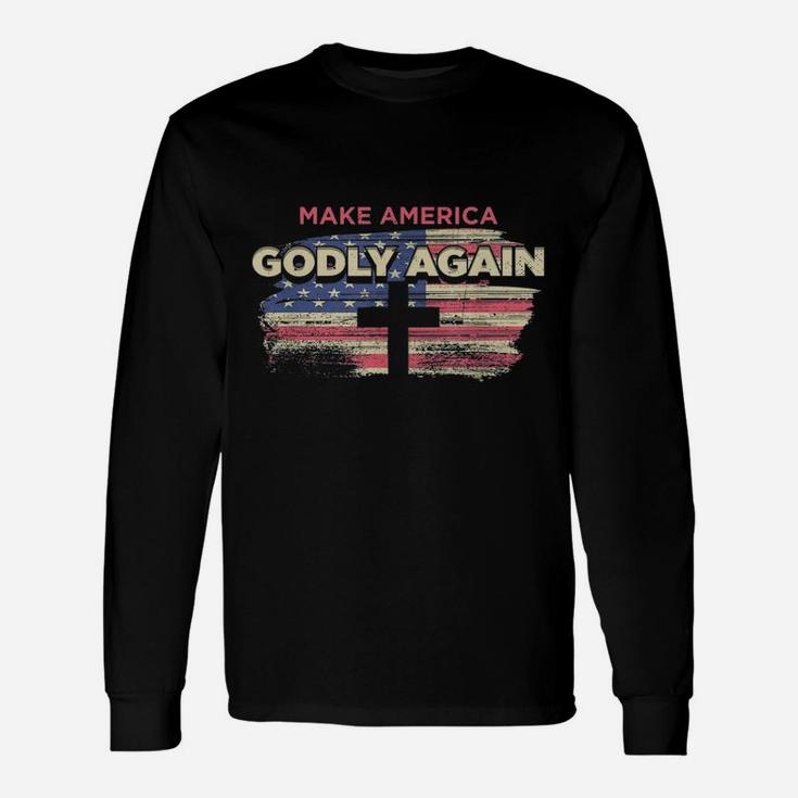 Make America Godly Again Retro Flag Long Sleeve T-Shirt