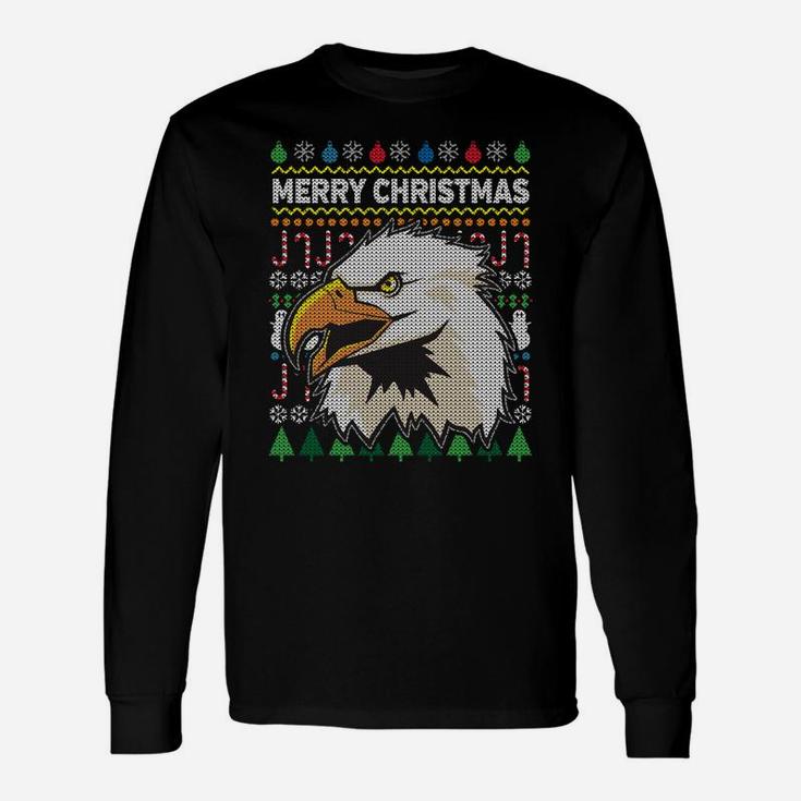 American Bald Eagle Merry Christmas Ugly Xmas Design Sweatshirt Unisex Long Sleeve