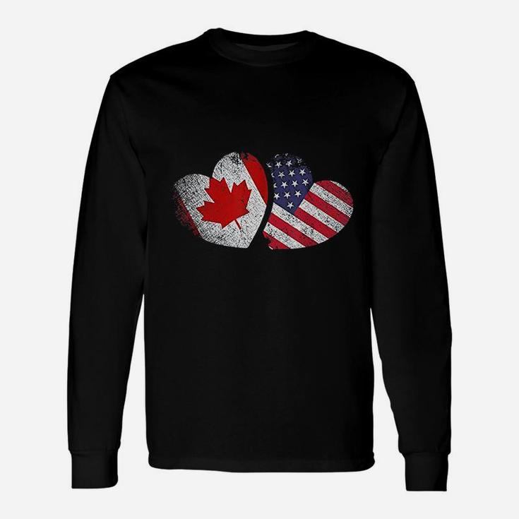 American Canadian Heart Valentines Day Unisex Long Sleeve