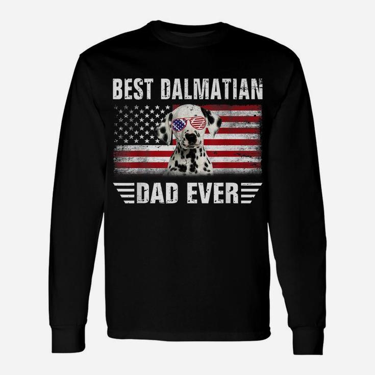 American Flag Best Dalmatian Dad Ever Tee Dog Dad Unisex Long Sleeve