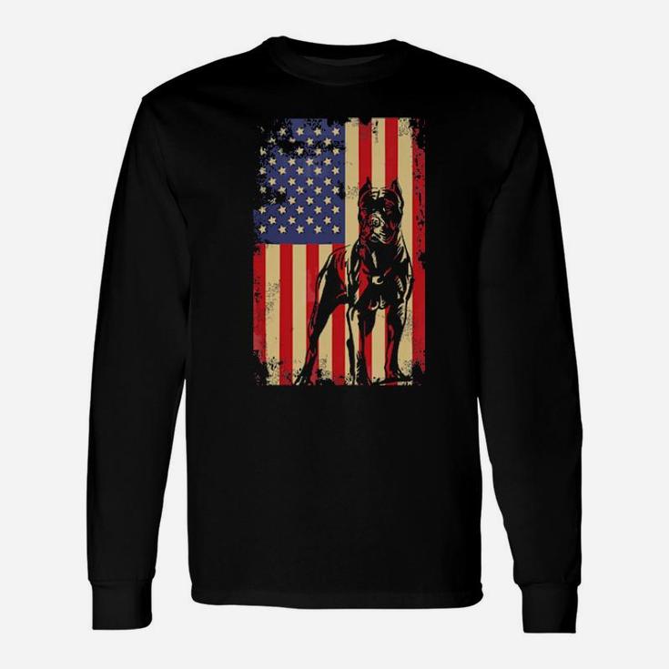 American Flag Cane Corso Shirt For 4Th Of July Long Sleeve T-Shirt