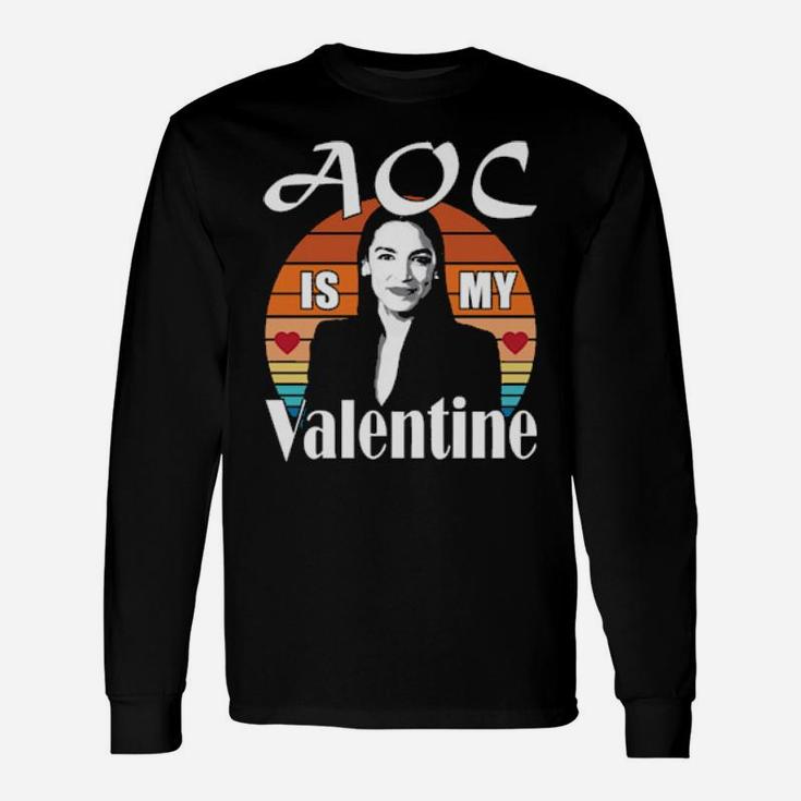 Aoc Is My Valentine Alexandria Ocasiocortez Retro Vintage Long Sleeve T-Shirt