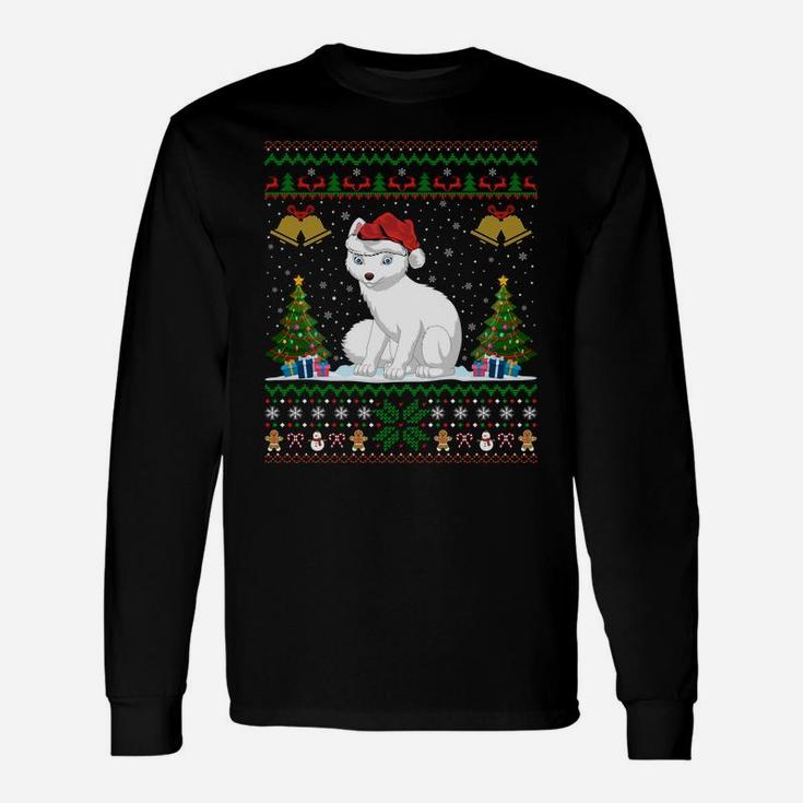 Arctic Fox Xmas Gift Santa Hat Ugly Arctic Fox Christmas Sweatshirt Unisex Long Sleeve