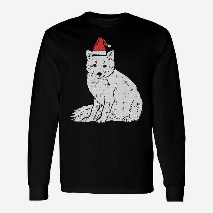 Arctic Snow Fox Santa Hat Christmas Xmas Animal Pajamas Gift Sweatshirt Unisex Long Sleeve