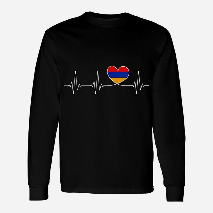 Armenia Love Heartbeat And Armenian Flag Heart Armenia Unisex Long Sleeve