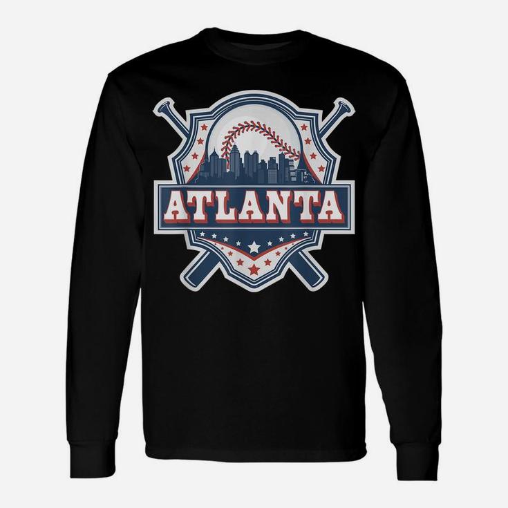 Atlanta Baseball Skyline Cityscape Classic Retro Baseball Unisex Long Sleeve