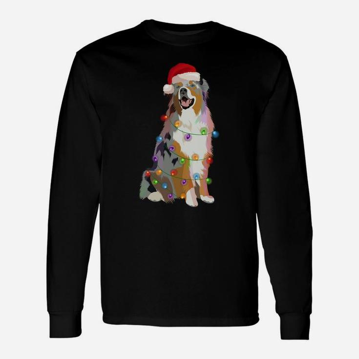 Australian Shepherd Aussi Christmas Lights Xmas Dog Lover Sweatshirt Unisex Long Sleeve