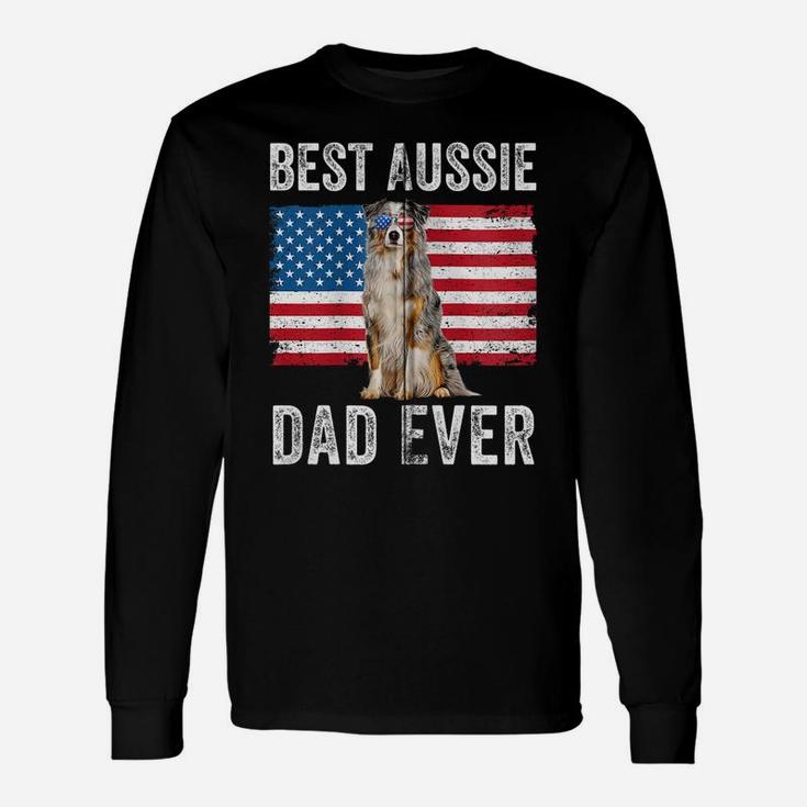 Australian Shepherd Dad American Flag Dog Lover Aussie Dad Zip Hoodie Unisex Long Sleeve