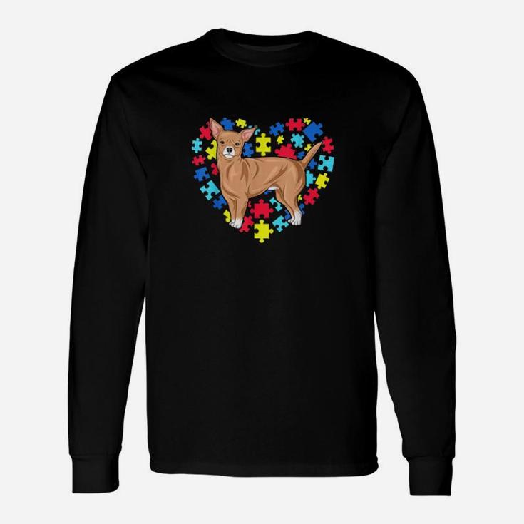 Autism Awareness Chihuahua Dog Mom Dad Valentine Long Sleeve T-Shirt