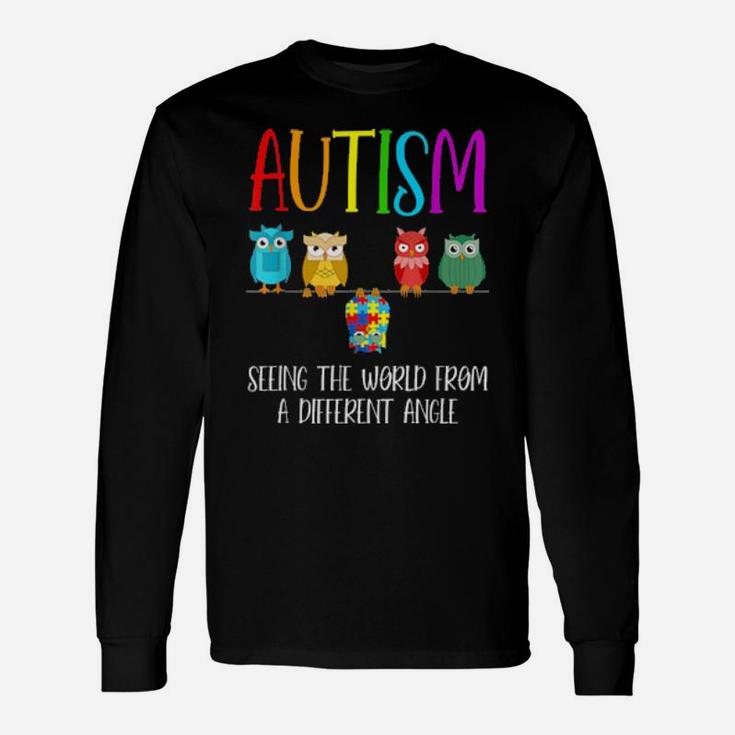 Autism Awareness Cute Owl Color Puzzles Autism Long Sleeve T-Shirt