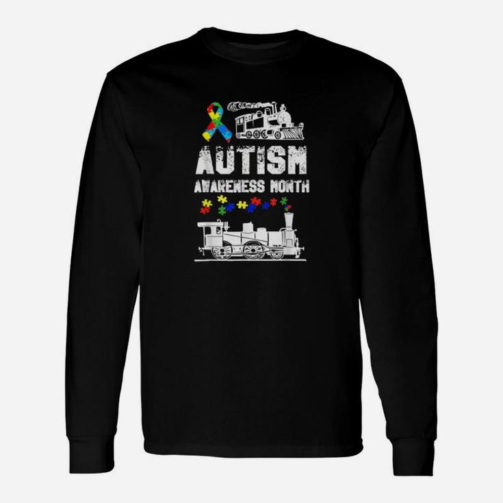 Autism Awareness Month Puzzles Train Long Sleeve T-Shirt