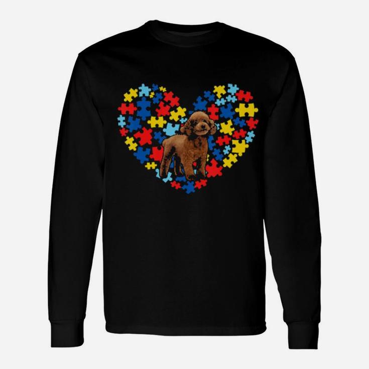 Autism Awareness Poodle Heart Dog Dad Dog Mom Long Sleeve T-Shirt