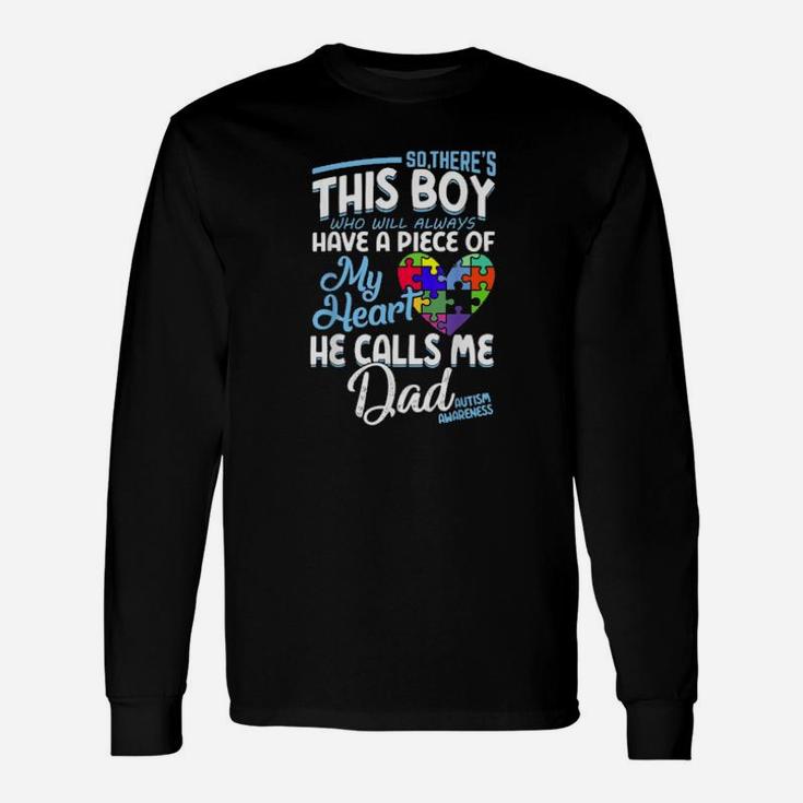Autism Dad Boy Puzzle Pieces Daddy Autism Awereness Long Sleeve T-Shirt