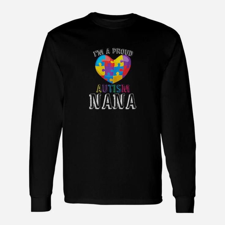 For Autism Nana Cute Puzzle Heart Awareness Long Sleeve T-Shirt