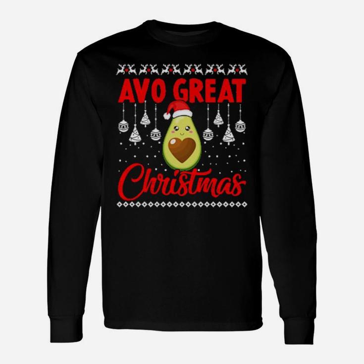 Avo Great Avocado In Santa Hat Xmas Ugly Long Sleeve T-Shirt