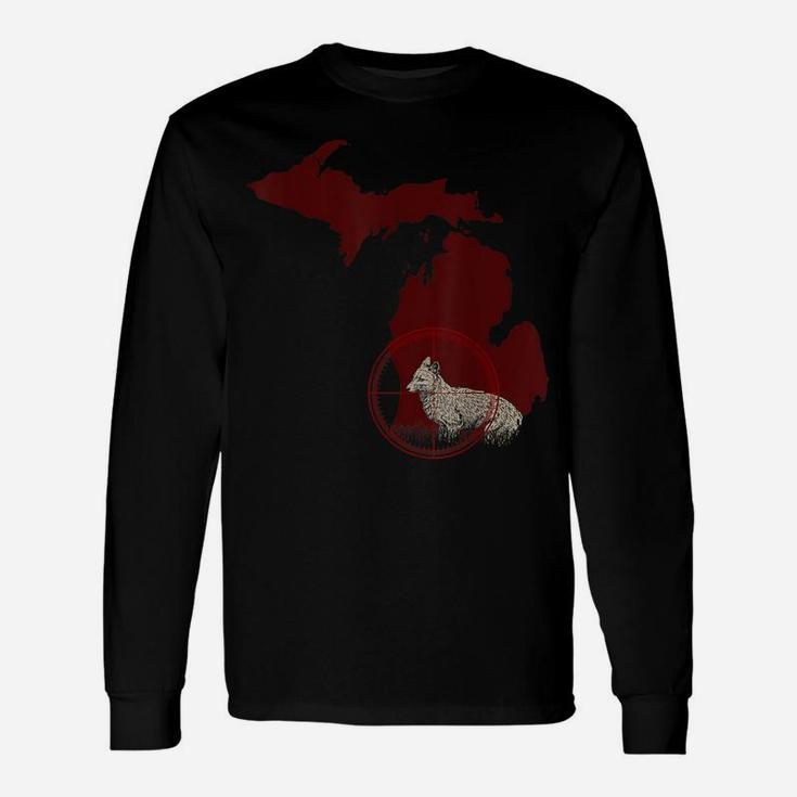 Awesome Coyote Wolf Hunting Hunters Map Gift Unisex Long Sleeve